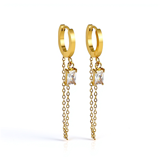 10mm sparkled chain hoops - Gold