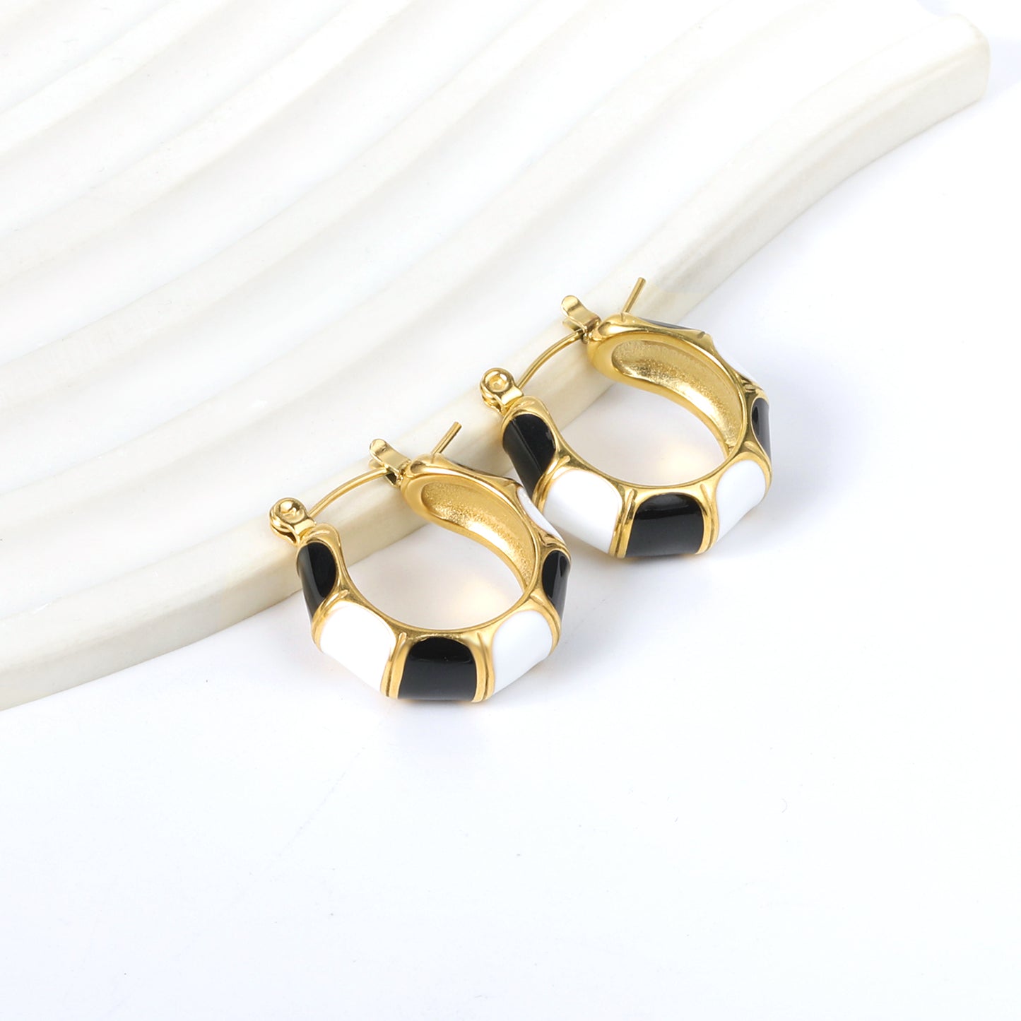 Black and white striped hoops - Gold