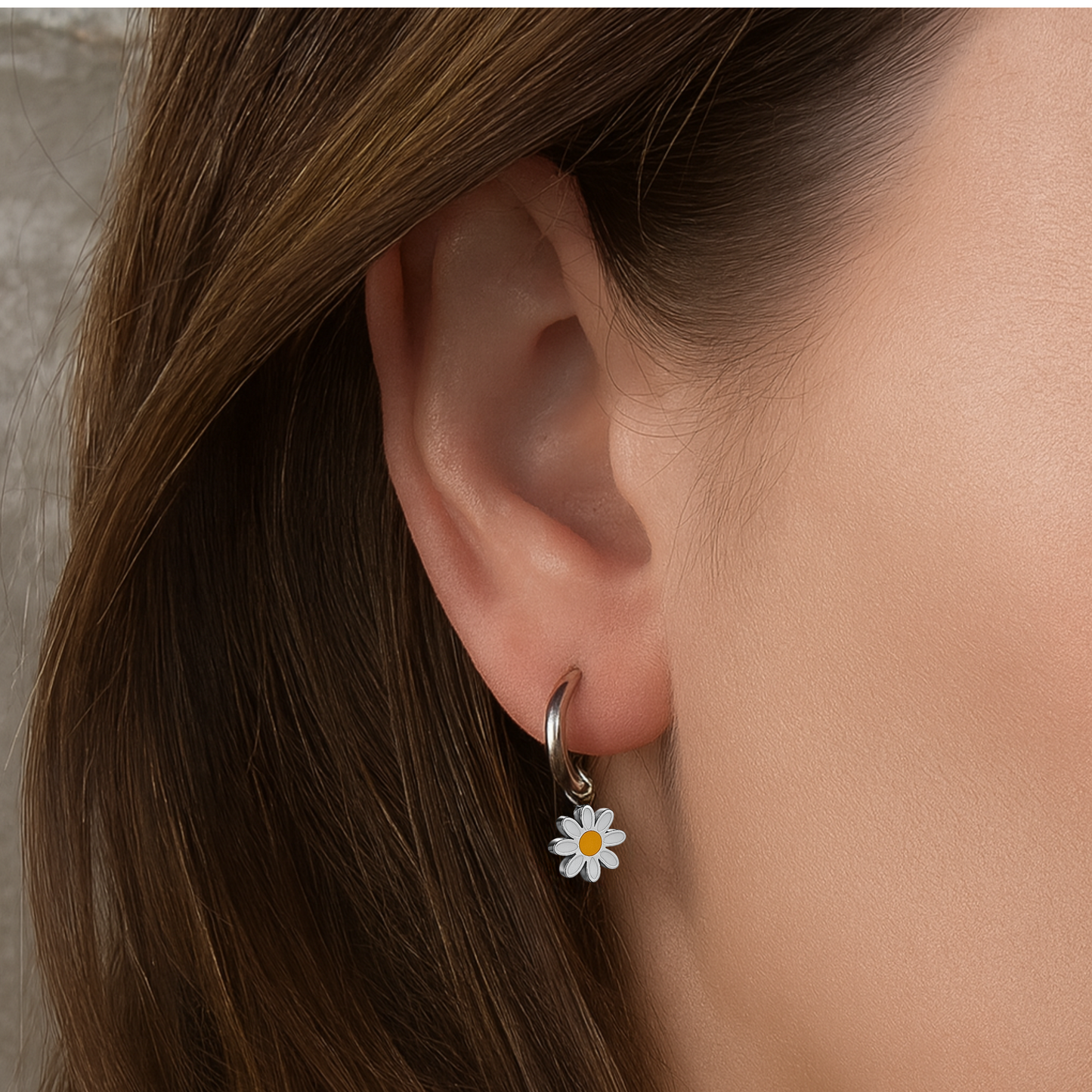 Daisy charm hoops - Silver