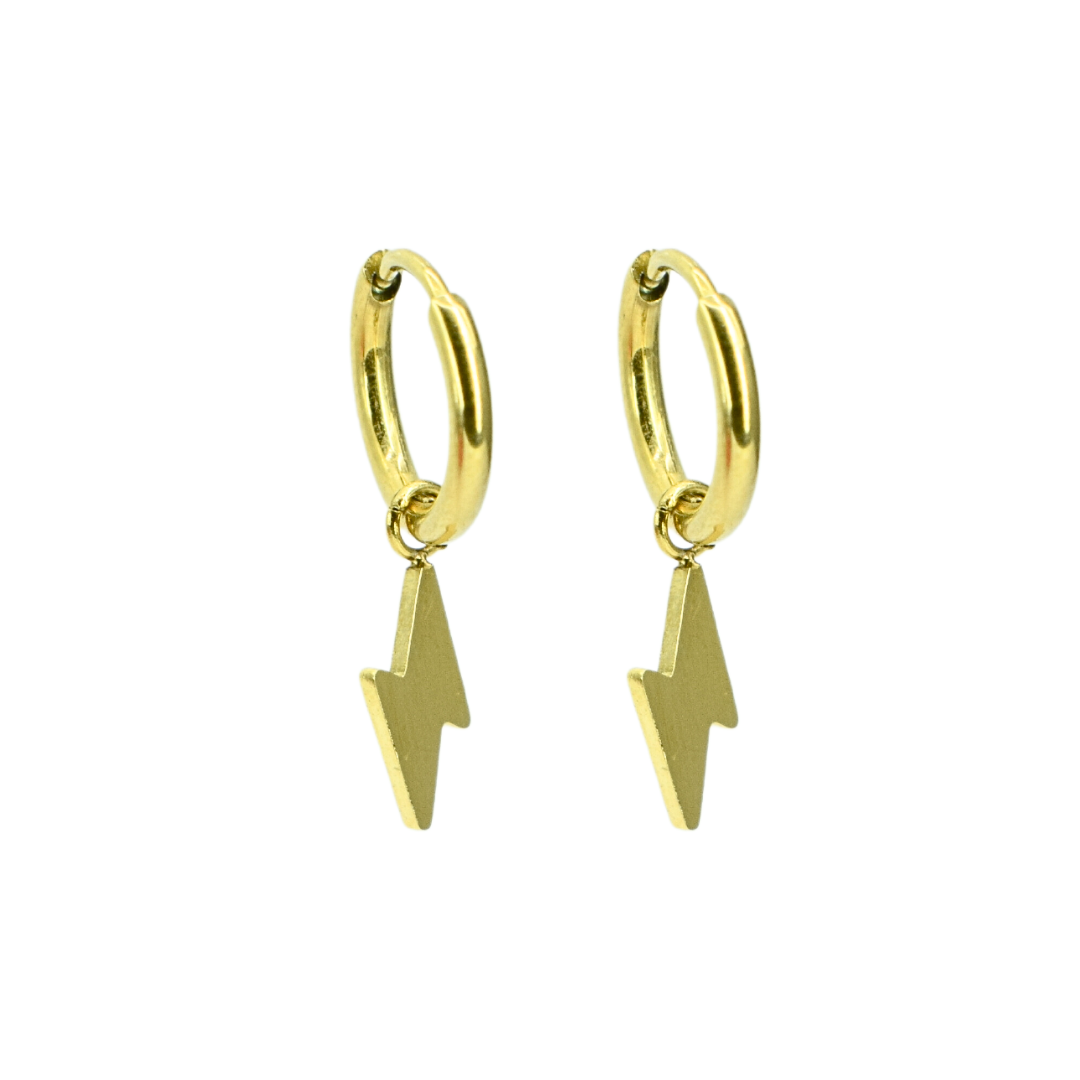 Baby lightning charm hoops - Gold - TheEarringCollective