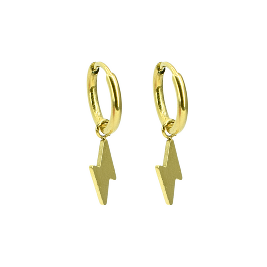 Baby lightning charm hoops - Gold - TheEarringCollective