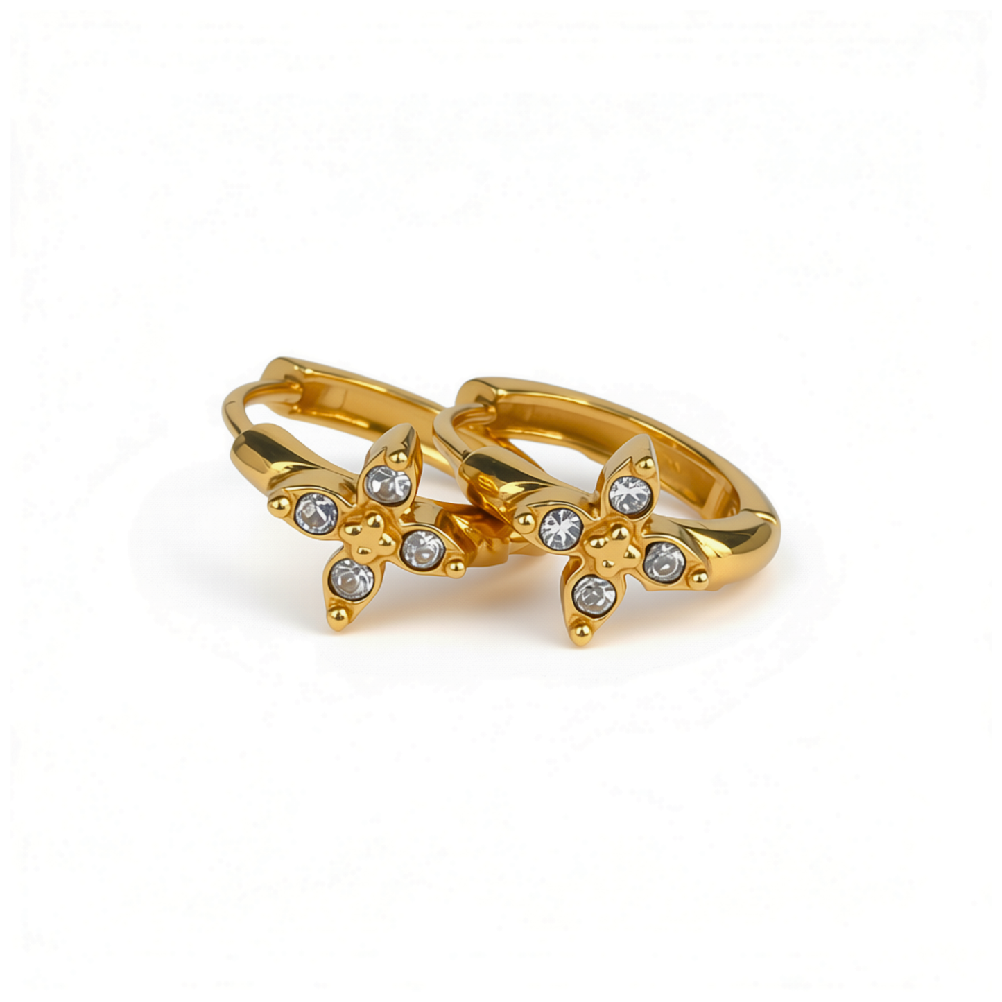 10mm sparkle flower hoops - Gold