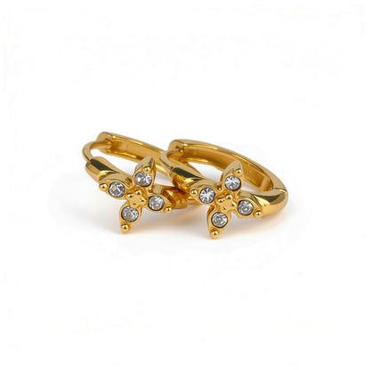 10mm sparkle flower hoops - Gold