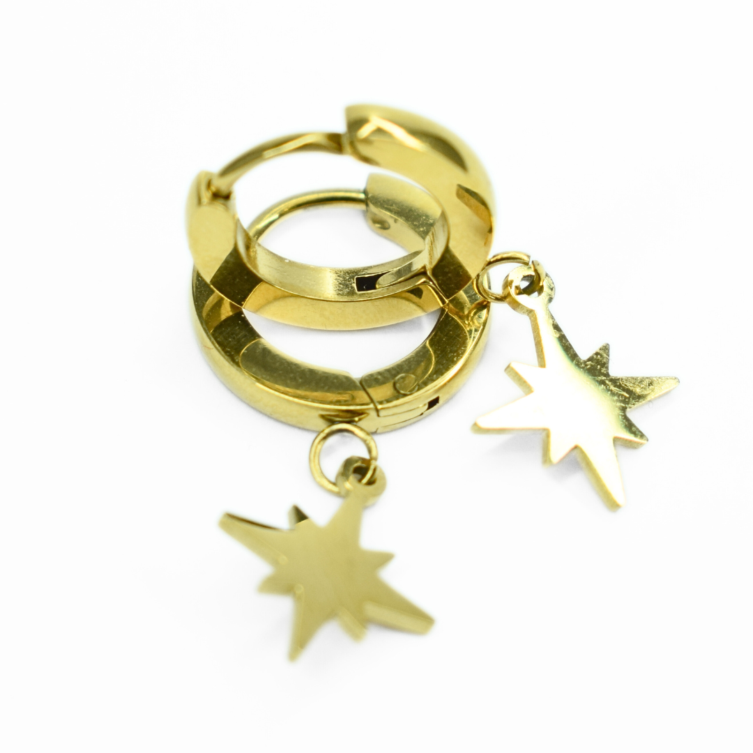 Hanging star hoops - Gold - TheEarringCollective