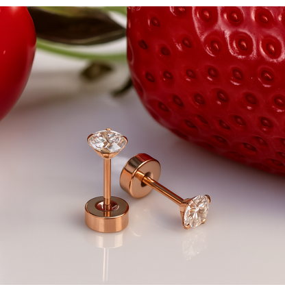 Baby Diamond style studs - Rose gold