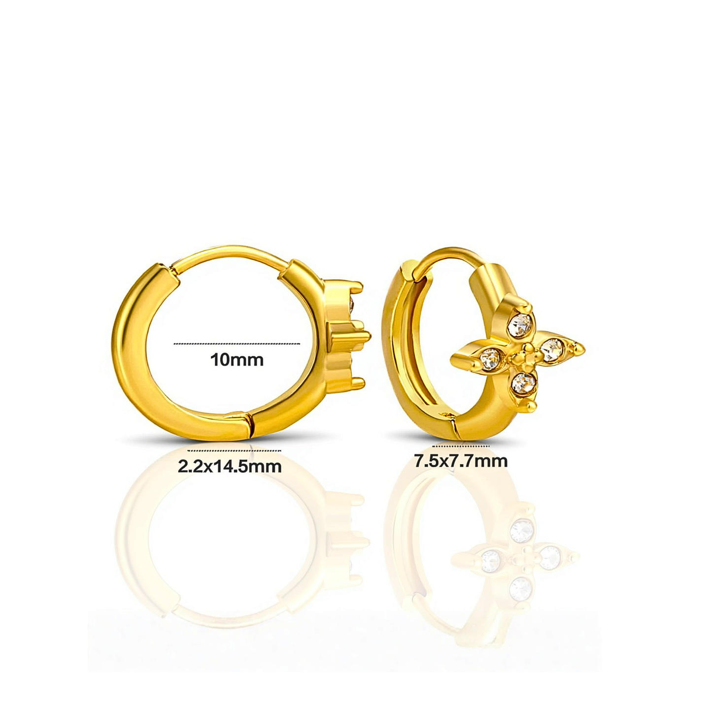 10mm sparkle flower hoops - Gold