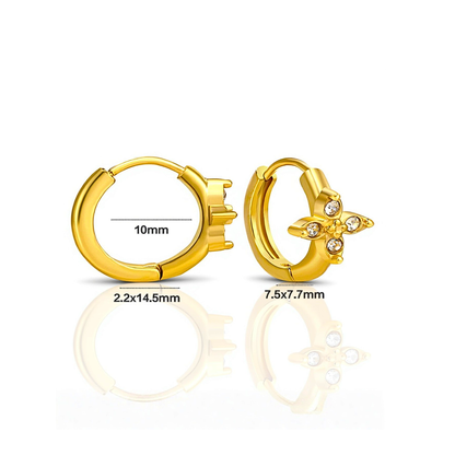 10mm sparkle flower hoops - Gold