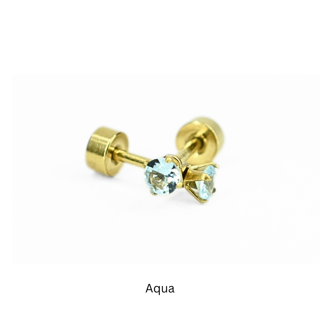 3mm Multi Colour diamond studs - Gold - TheEarringCollective