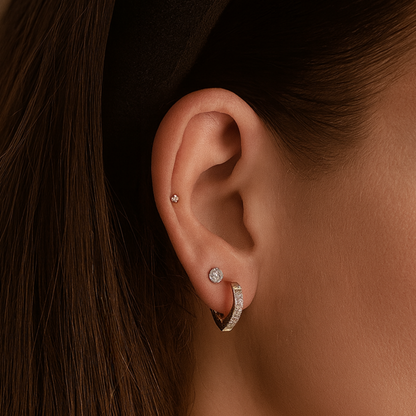 Diamond style heart hoops - Gold