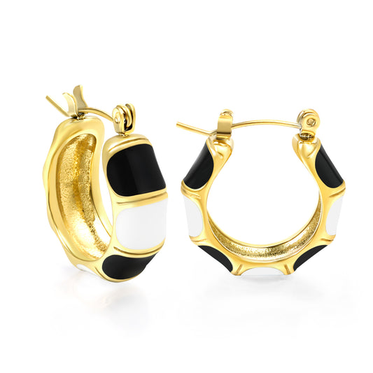 Black and white striped hoops - Gold