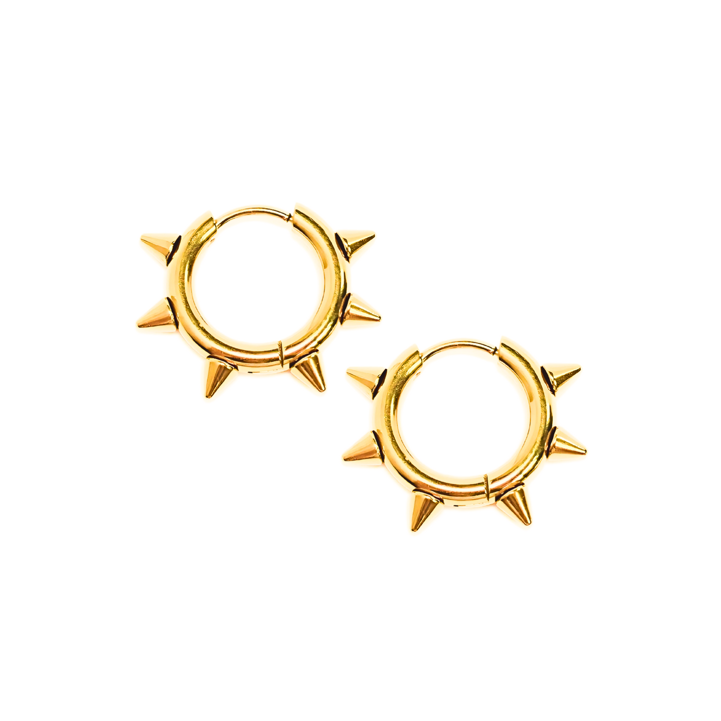 Slim spiked hoops - Gold