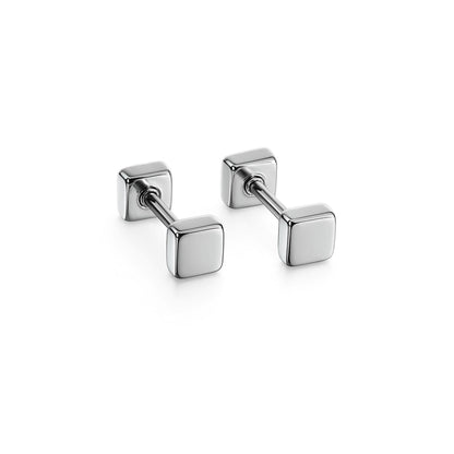 4mm Double square studs - Silver