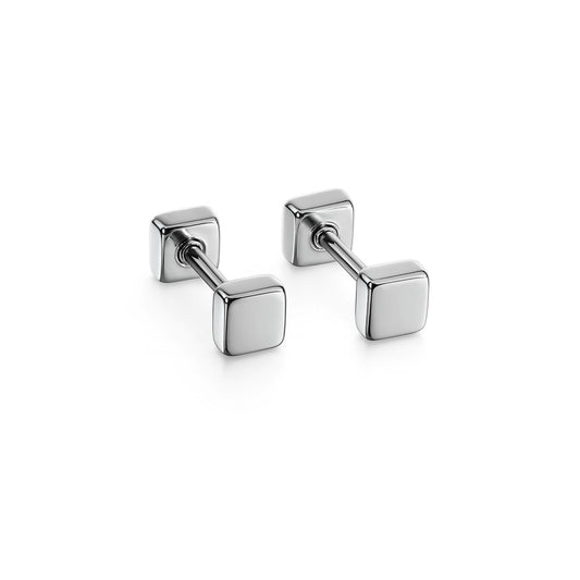4mm Double square studs - Silver