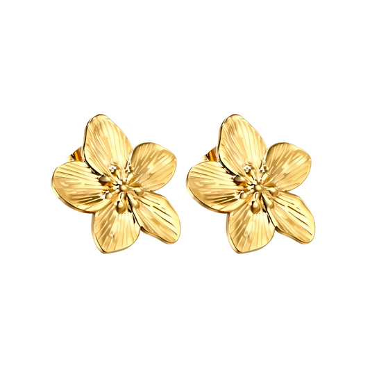 Oversized flower studs - Gold