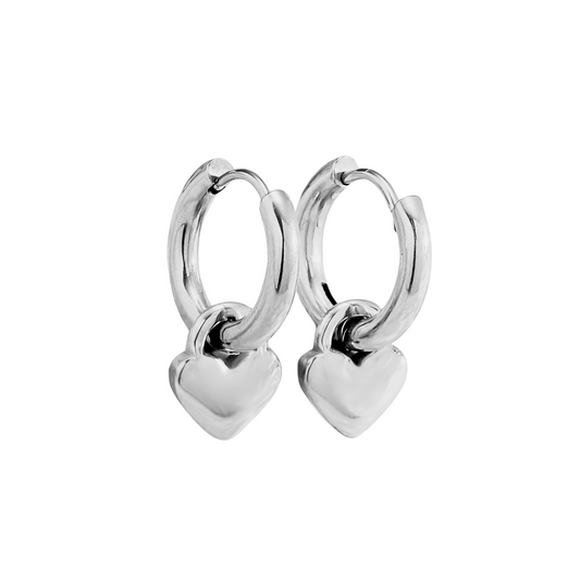 Chunky heart hoops - Silver