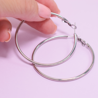 45mm Clasped hoops - Silver