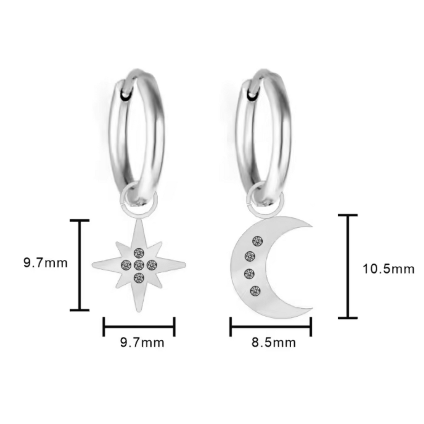 Moon and sun hoops - Silver