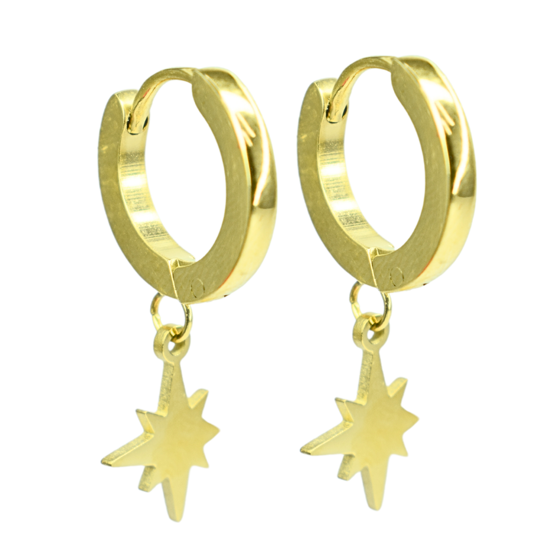 Hanging star hoops - Gold - TheEarringCollective