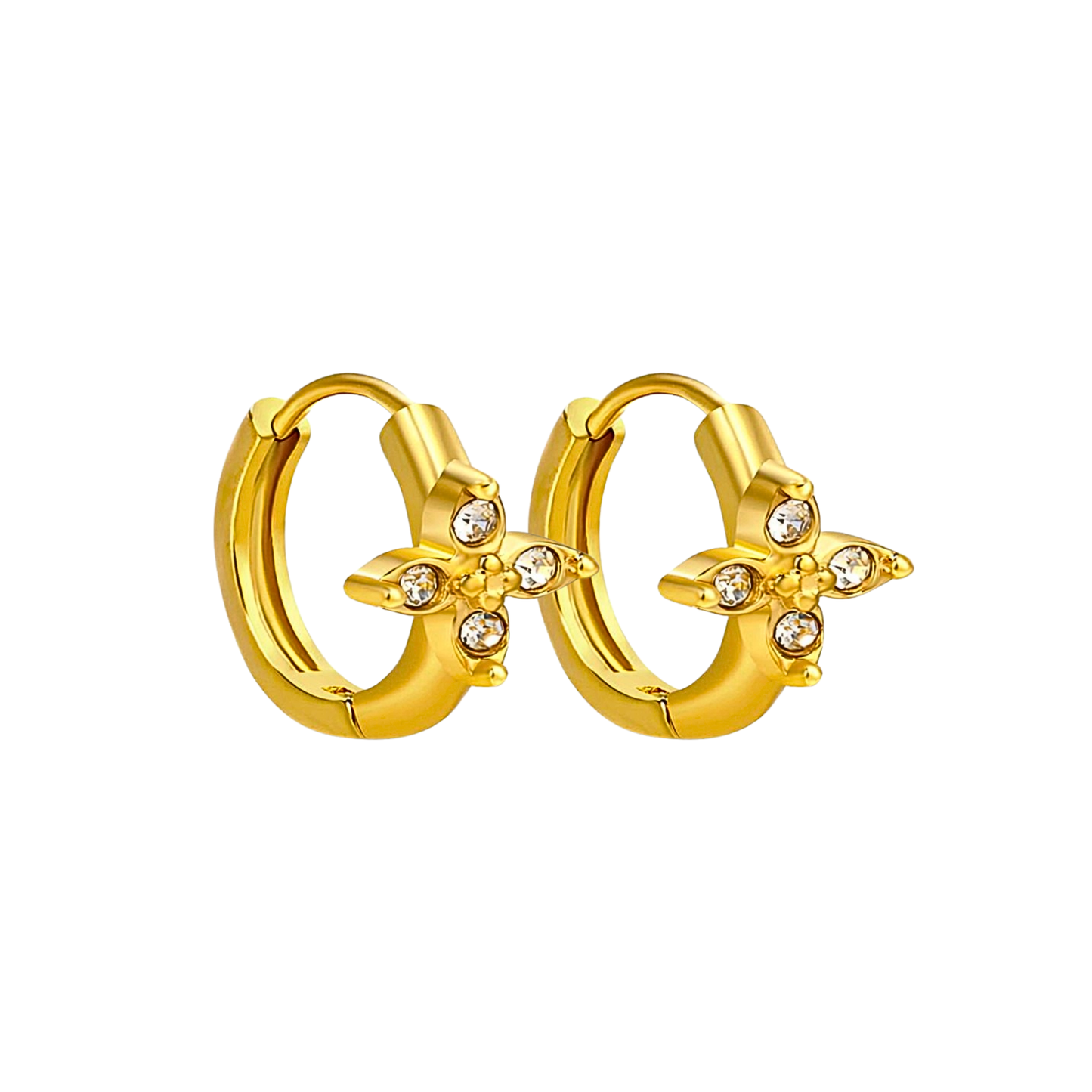 10mm sparkle flower hoops - Gold