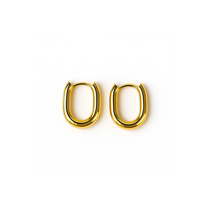 11mm Chunky oval hoops - Gold