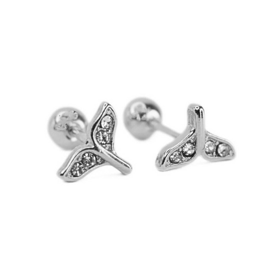 Baby whale tail studs - Silver - TheEarringCollective