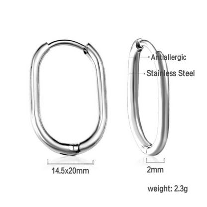 20mm Thin oval hoop - Silver