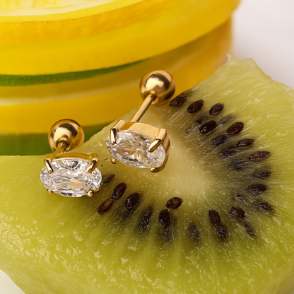 Emerald diamond style studs - Gold