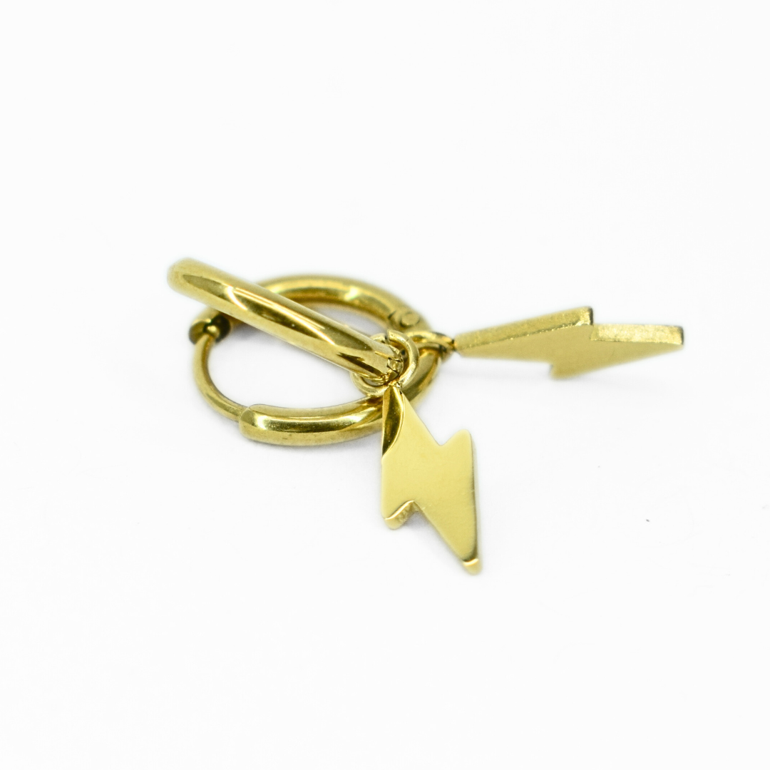 Baby lightning charm hoops - Gold - TheEarringCollective