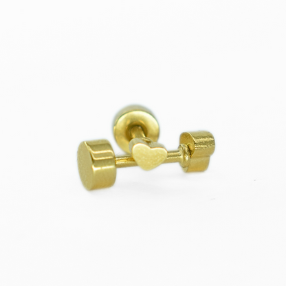 3mm Tiny heart studs - Gold - TheEarringCollective