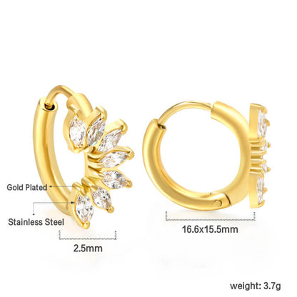 Curved multi claw diamond style hoops - Gold