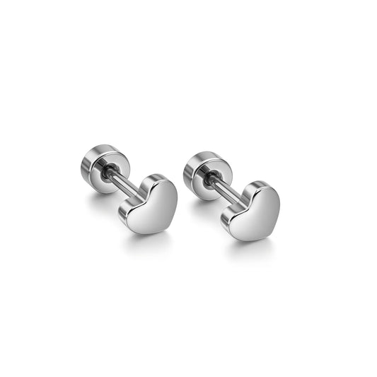 5mm Midi heart studs - Silver