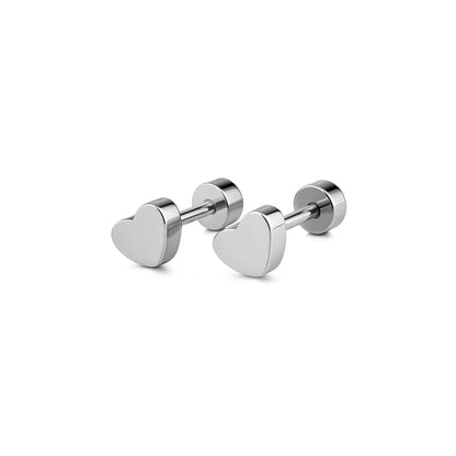6mm Heart studs - Silver