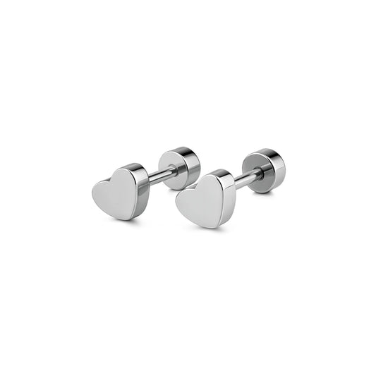 6mm Heart studs - Silver