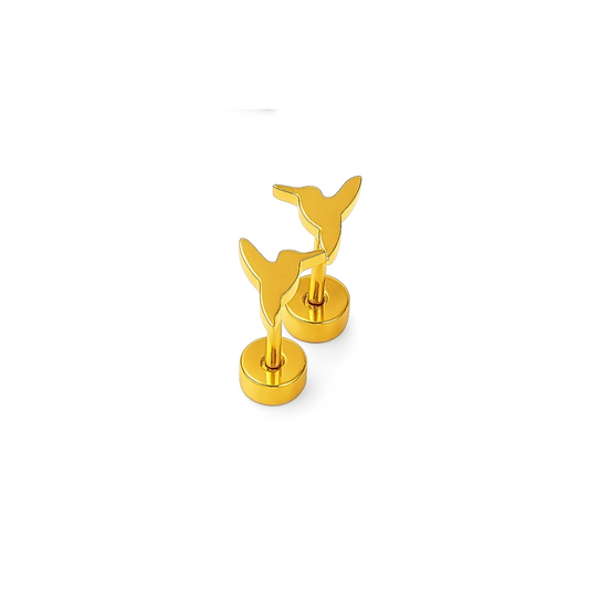 Tiny hummingbird studs - Gold