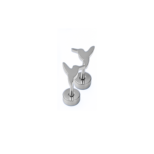 Tiny hummingbird studs - Silver