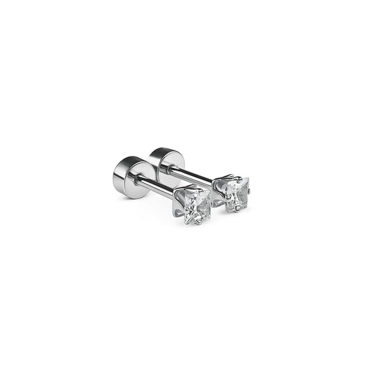 3mm Square diamond studs - Silver