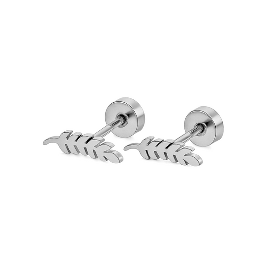 Pecan leaf studs - Silver