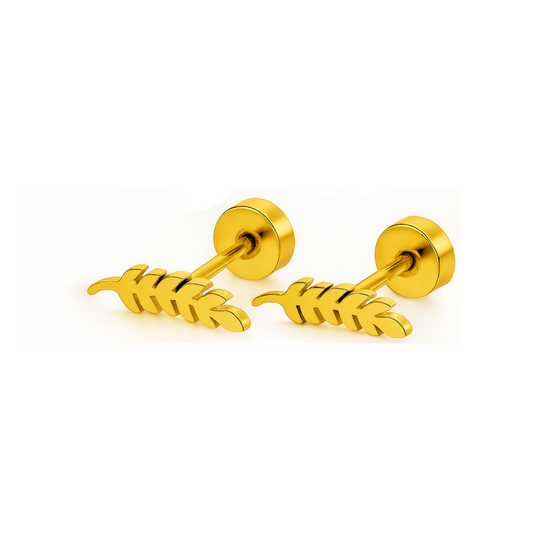 Pecan leaf studs - Gold