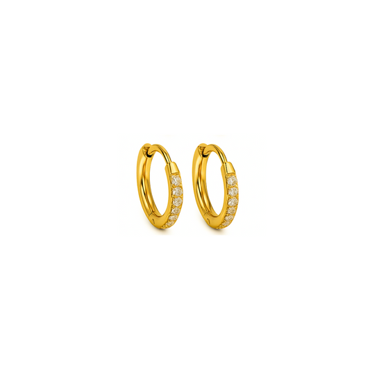 8mm Slim diamond style hoops - Gold