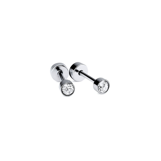 3mm framed diamond studs - Silver