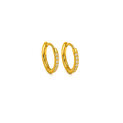 10mm Slim diamond style hoops - Gold