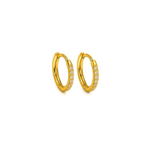10mm Slim diamond style hoops - Gold