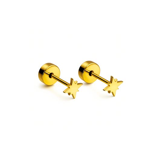 Tiny North star studs - Gold
