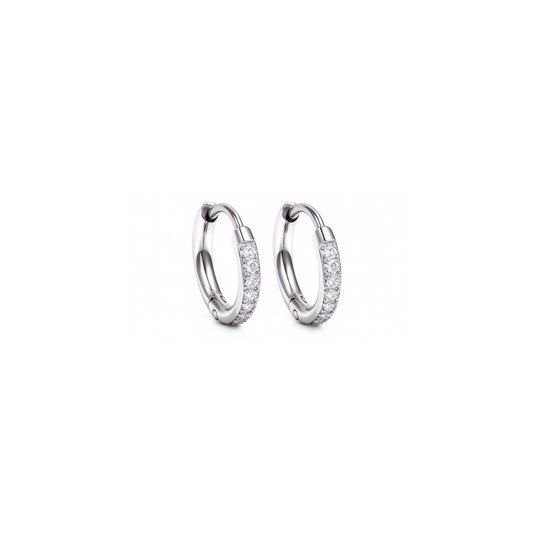 8mm slim diamond style hoops - Silver