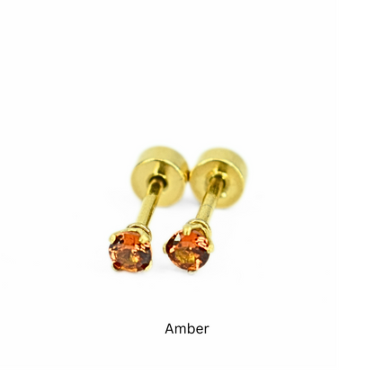 3mm Multi Colour diamond studs - Gold - TheEarringCollective