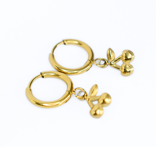 Baby cherry hoop - Gold - TheEarringCollective