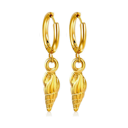 10mm spiraled shell hoops - Gold