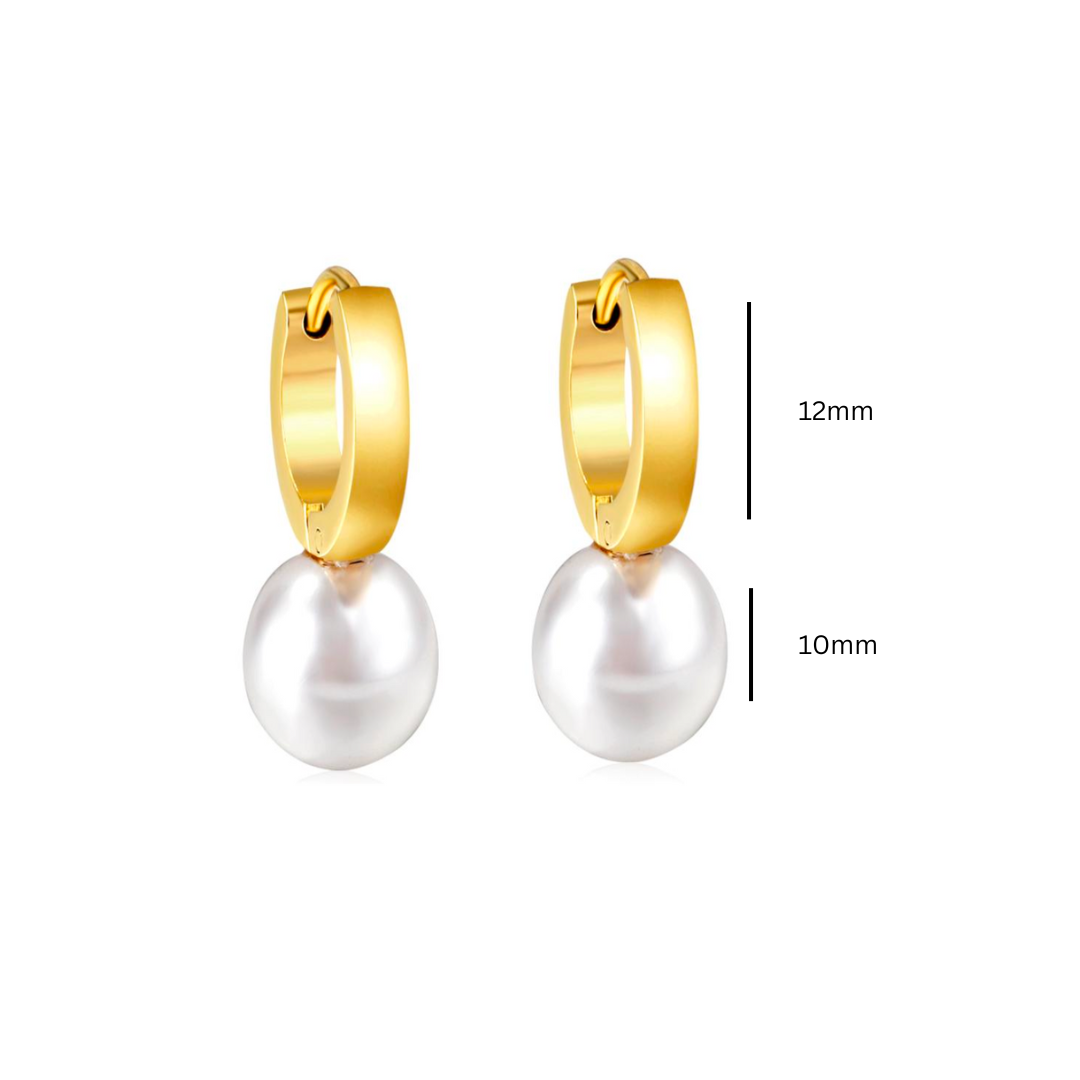 Round pearl hoops - Gold - TheEarringCollective