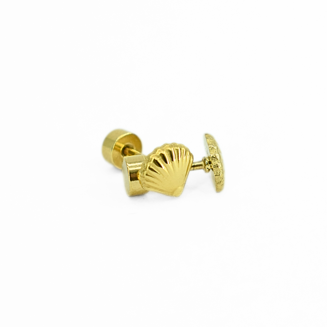 Baby shell studs - Gold - TheEarringCollective