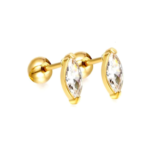 Marquise diamond style studs - Gold